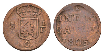 Голландская Ост-Индия 1 дуит 1805 KM 76 медь 4658-836