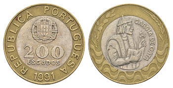 Португалия 200 эскудо 1991 Гарсия Де Орта (1501-1568) KM 655 биметалл 4393-855