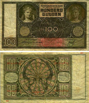Нидерланды 100 гульденов 1936 01 декабря 1936 Pick 51а  бумага 7487-28-1