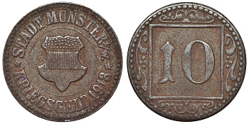 Германия, Мюнстер 10 пфеннигов 1918 Funck 350.3Aa железо 4119-932