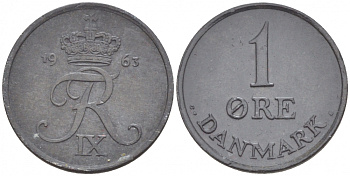 ДАНИЯ 1 ЭРЕ 1963 С; S, ФРЕДЕРИК IX (1947-1972) KM 839.2 цинк 4547-1014