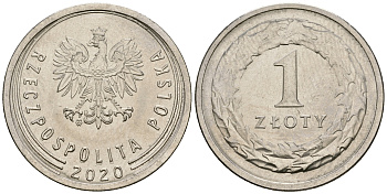 Польша 1 злотый 2020 MW KM 974 медно-никель 4584-722