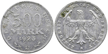 ГЕРМАНИЯ 500 МАРОК 1923 D KM 36, J. 305 алюминий 38-322