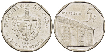 Куба 5 сентаво 1994 Casa Colonial KM 575.1 сталь плакированная никелем 66-652