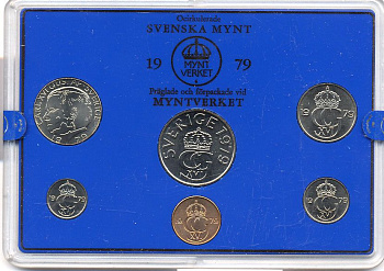 Швеция набор монетного двора из 6 монет 1979 в пластике Карл XVI Густав (1973- ) KM MS11 UNC 5-4-2-89