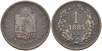 Венгрия 1 крейцер 1885 КВ, Франц Иосиф I (1848-1916) KM 458 медь 4585-146