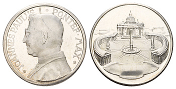 Ватикан медаль в честь избрание папой римским Иоанна Павла I ND (1978) Иоанн Павел I, Площадь Святого Петра, диаметр 35 мм, вес 16,5 гр бронза плакированная серебро 4667-1124