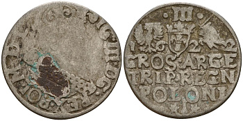 Польша, Эльбинг трояк (3 гроша) 1622 Сигизмунд III Ваза (1587-1632), Монетный двор Краков, герб "Сас" - управляющий монетного двора Миколай Данилович в 1616-1624 Iger K.22.1.a, KM 31 серебро 4160-246
