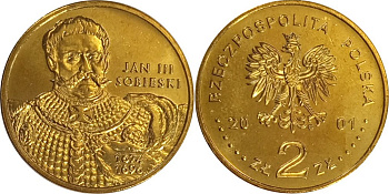 Польша 2 злотых 2001 MW, серия Польские короли, Ян III Собеский (1674-1696) KM 423 нордик  UNC  4521-1226
