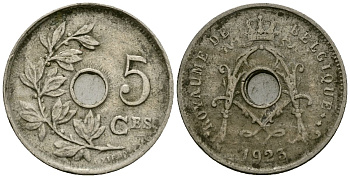 Бельгия 5 сантимов 1923 Belgique KM 66 медно-никель 4173-525
