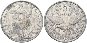 Французская Новая Каледония 5 франков 2011 птица кагу, (IEOM) KM 16, Schoen 12, Lec 81k алюминий 4111-735