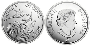 Канада 25 центов 2017 150 лет конфедерации Канады, надежда на зеленое будущее KM 2295.1 никелированная сталь  UNC  M59-10