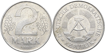 ГДР 2 марки 1977 A KM 48 алюминий 4139-113