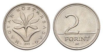 Венгрия 2 форинта 1993 KM 693 медно-никель UNC 54-852