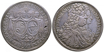 Шварценберг 1 талер 1696 совместное правление Dav. 7701 серебро 00-816-03