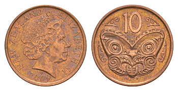 Новая Зеландия 10 центов 2009 KM 117a сталь плакированная медью 4588-169