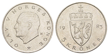 Норвегия 5 крон 1983 Улаф V (1957-1991) KM 420 медно-никель aUNC 4162-611
