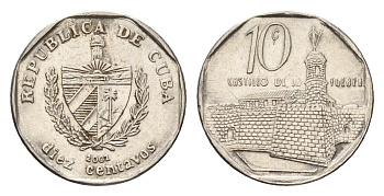 Куба 10 сентаво 2002 форт в Гаване Ла-Фуэрса KM 576.2 сталь плакированная никелем 4696-1169