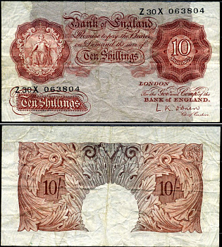 Великобритания 10 шиллингов ND (1948-1960) Pick 368 c бумага 7553-39-3-2