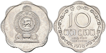 Шри-Ланка 10 центов 1978 KM 140 a алюминий 89-1357
