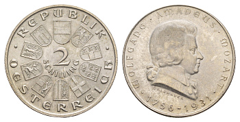 Австрия 2 шиллинга 1931 175 лет со дня рождения Вольфганга Амадея Моцарта KM 2847 серебро aUNC 413-4213