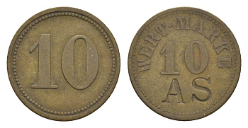 Германия игровой жетон в 10 пфеннигов ND с отметкой AS латунь 4636-1255