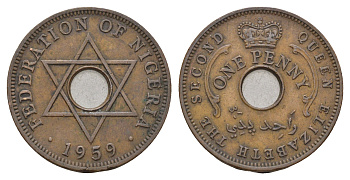 Нигерия 1 пенни 1959 год-тип KM 2 бронза 4675-511