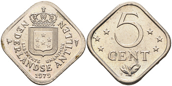 Нидерландские Антилы 5 центов 1979 Юлиана (1948-1980) KM 13 медно-никель 4141-1247