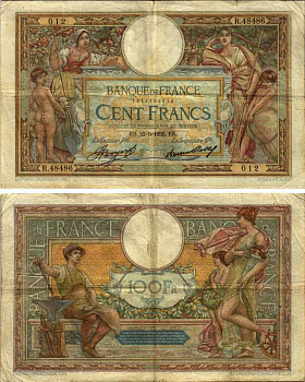 ФРАНЦИЯ 100 ФРАНКОВ 1935 23 МАЯ 1935 Pick 78с бумага 8606-42-2