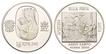 Ватикан медаль с пожеланием счастливого Нового года 2000 Открытие Святой Двери, диаметр 34 мм, вес 15 гр никль плакированный серебро 4120-431