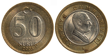 ТУРЦИЯ 50 КУРУШЕЙ 2005 KM 1168 биметалл 76-935