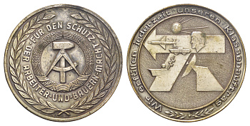 ГДР медаль "Мы всегда выполняем задание класса!" ND достиженя соцблока, диаметр 60 мм, вес 86,2 гр томпак плакированный серебром 1079-8-32