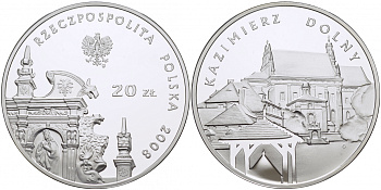 Польша 20 злотых 2008 серия города Польши, Казимеж-Дольны KM 642 серебро PROOF 1077-4-63
