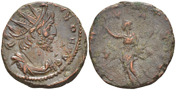 Римская Империя (императоры в Галлии) антониниан 269 Викторин. PAX AVG, Пация, персонификация Мира, Августа Треверов, Very fine RIC 116 биллон 1073-14-15