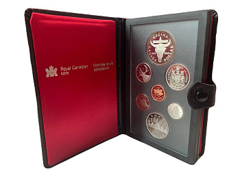 Канада набор из 7 монет (1, 5, 10, 25 и 50 центов; 1 доллар) 1982 100 лет городу Реджайна, в оригинальной упаковке, с сертификатом подлинности KM 132, 60.2a, 77, 74, 75.3, 120.1 и 133 PROOF 7-7-10