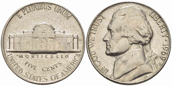 США 5 ЦЕНТОВ 1969 S, ДЖЕФФЕРСОН KM А192 медно-никель 4364-525