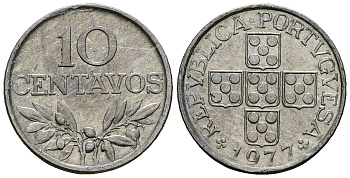 Португалия 10 сентаво 1977 KM 594 алюминий 4164-1053