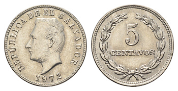 Сальвадор 5 сентаво 1972 KM 134 медно-никель UNC 4666-435