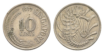 Сингапур 10 центов 1977 KM 3 медно-никель 4640-565