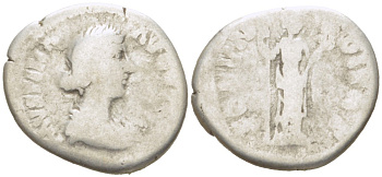 Римская Империя денарий 147 - 176 Фаустина Младшая, жена Марка Аврелия, FAVSTINA AVGVSTA, бюст императрицы / FECVNDITAS, Фекундитата, персонификация Плодовитости, Рим, fine RIC 677 серебро 1073-11-21