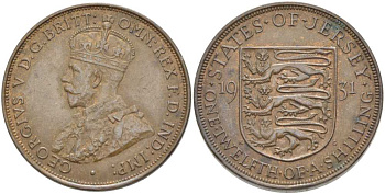 Джерси 1/12 шиллинга 1931 Георг V (1910-1936) KM 16 бронза 3996-441
