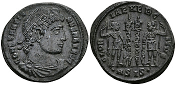 Римская Империя нуммий 334 - 335 Константин I Великий GLORIA EXERCITVS Сисция Extremely fine RIC 235 бронза 1073-3-1-1