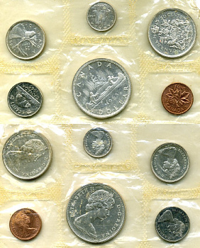 КАНАДА НАБОР ИЗ 6 МОНЕТ 1965 серебро UNC 7-3-15