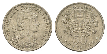 Португалия 50 сентаво 1965 KM 577 никель латунь UNC 4652-124