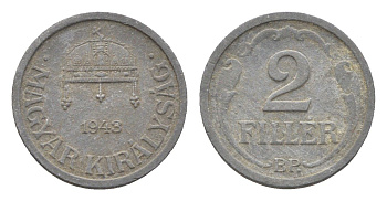 Венгрия 2 филлера 1943 BP KM 519 цинк 4665-541