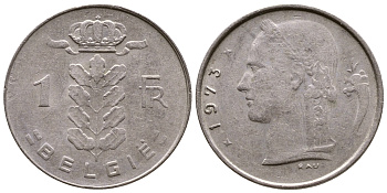 БЕЛЬГИЯ 1 ФРАНК 1973 BELGIE КМ 143.1 медно-никель 56-1155