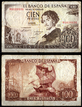 Испания 100 песет 1965 Pick 150 бумага 7221-61-2-1
