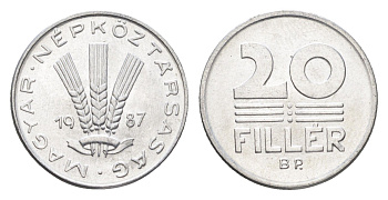 Венгрия 20 филлеров 1987 BP KM 573 алюминий 4668-115