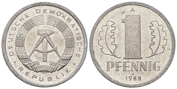 ГДР 1 пфенниг 1983 А KM 8.2 алюминий 4623-443