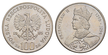 Польша 100 злотых 1985 Польские правители - Король Пшемыслав II Y 155 медно-никель UNC 4654-1023